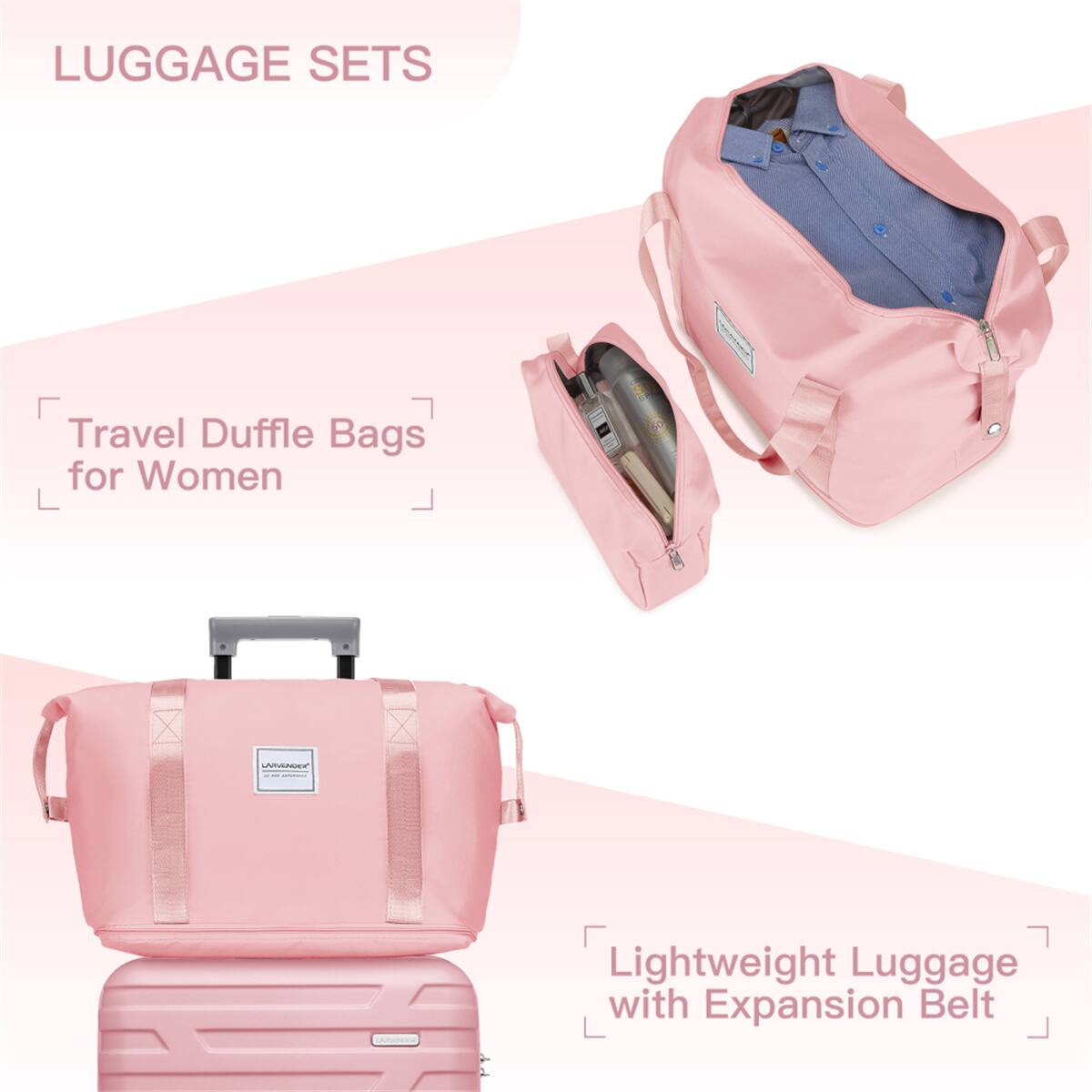 LUGGAGE SETS

Travel Duffle Bags for Women

Lightweight Luggage with Expansion Belt