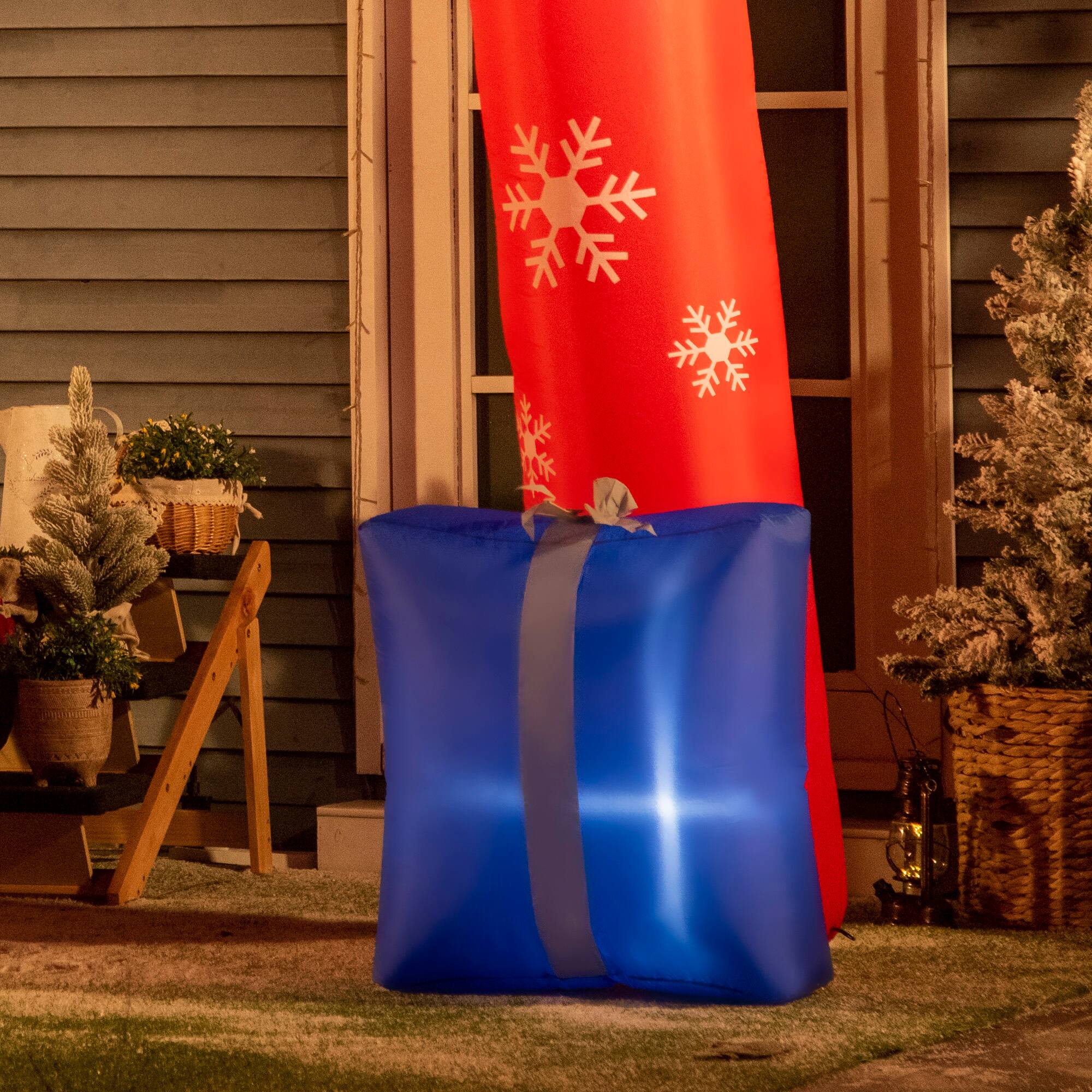 Alt View 8. Outsunny - 9ft Christmas Inflatables Outdoor Decorations Arch with Santa Claus Riding a Sled, LED Christmas Decor for Lawn, Party - Red.