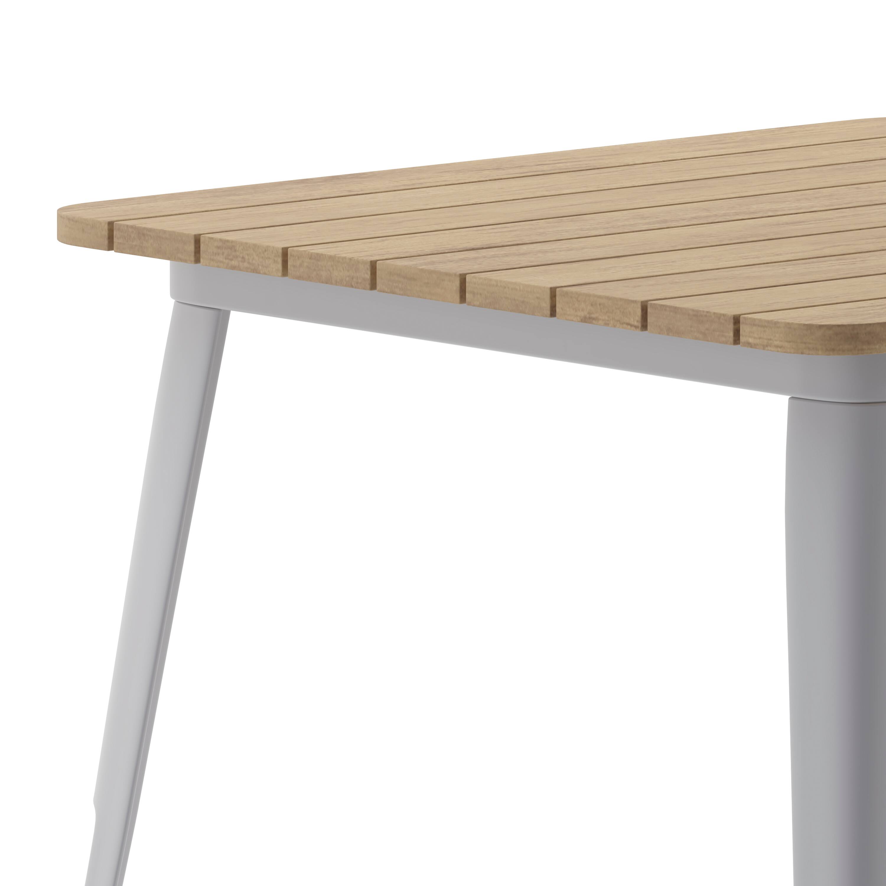 Alt View 9. Emma + Oliver - Drew Indoor/Outdoor Dining Table, 31.5" Square All Weather Poly Resin Top with Steel Base - Brown Top/Silver Frame.