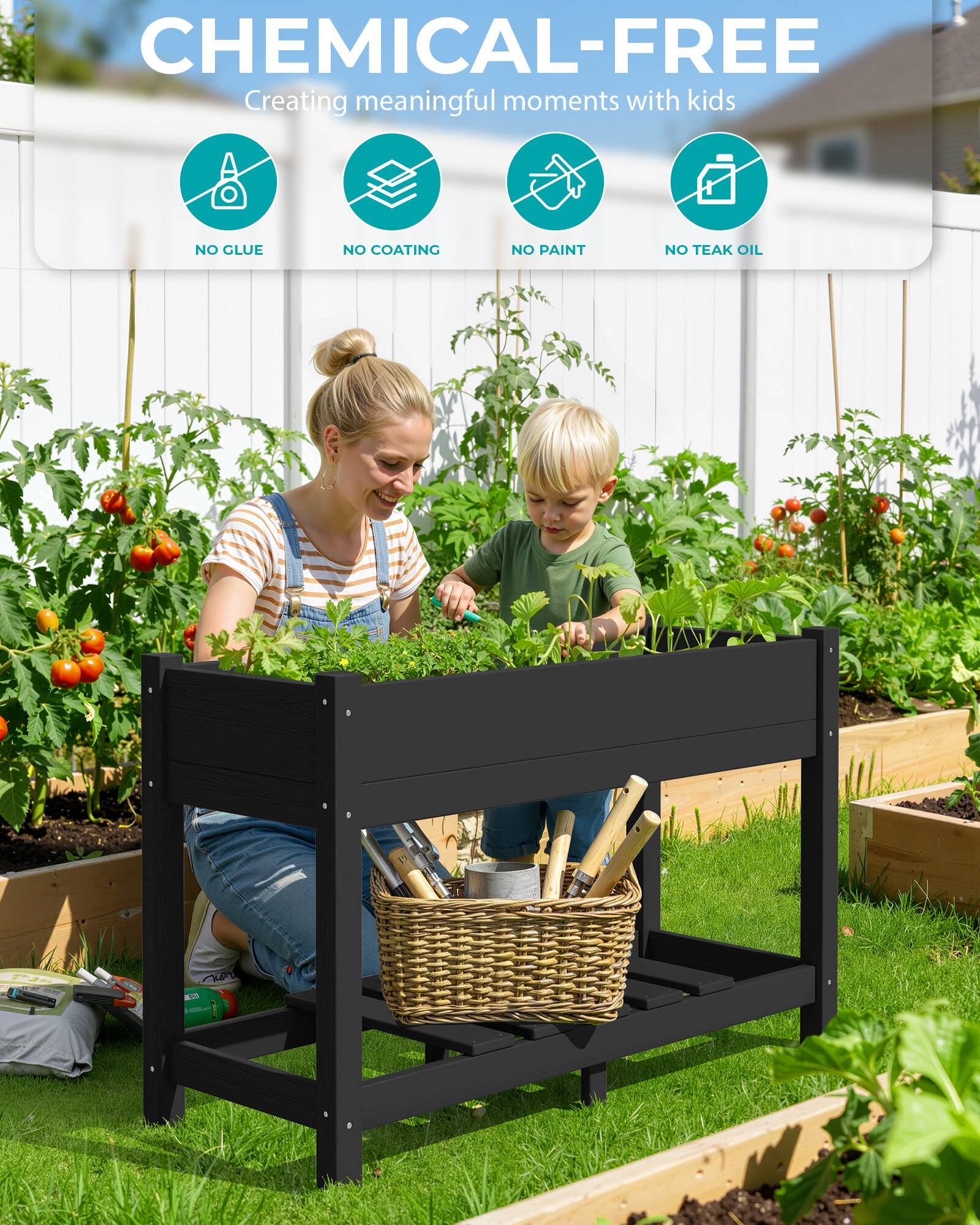 CHEMICAL-FREE  
Creating meaningful moments with kids  

NO GLUE  
NO COATING  
NO PAINT  
NO TEAK OIL