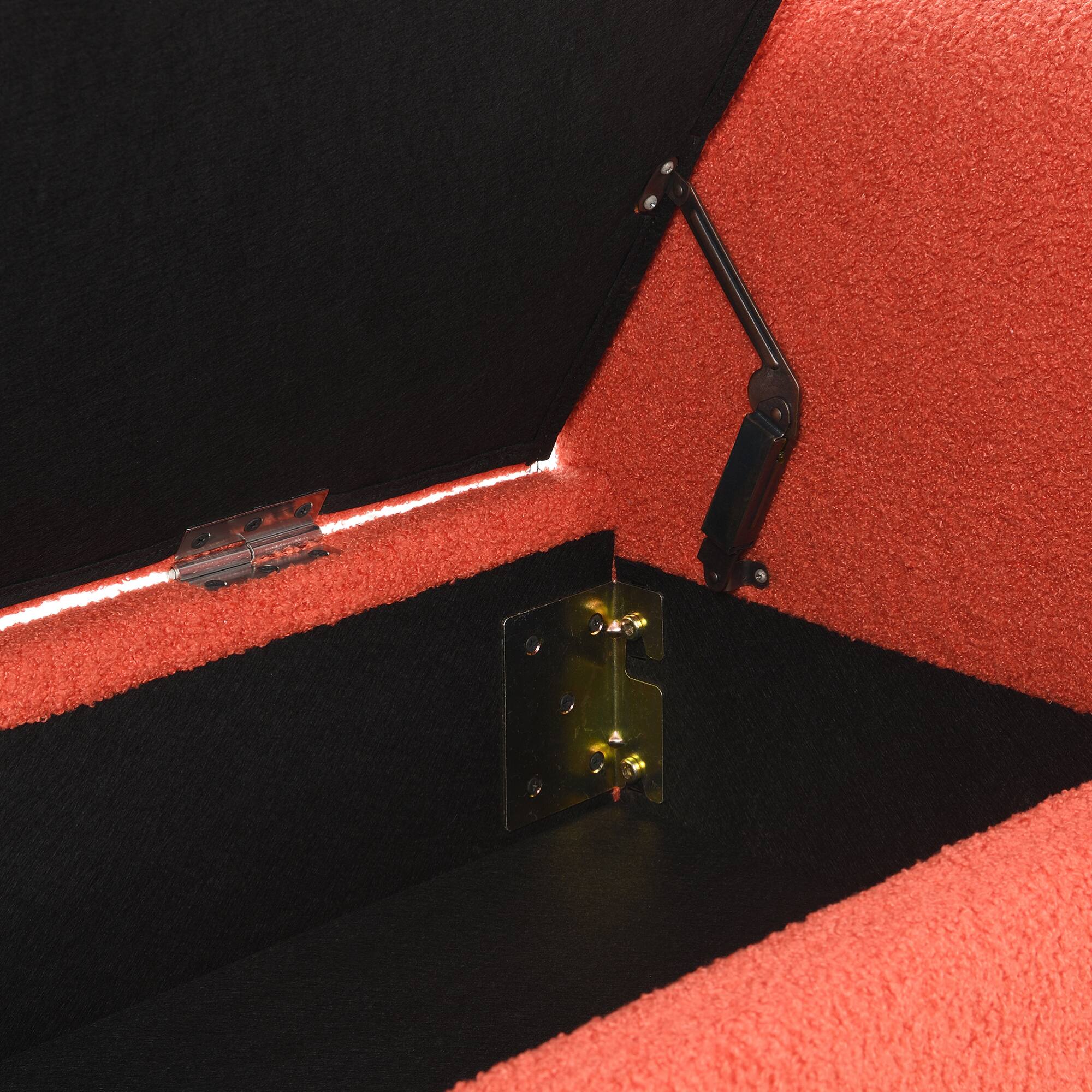 Alt View 4. GOODSILO - Modern Upholstered Storage Bench with Arms, Large Foot Rest Stool for Living Room and Bedroom - Orange.