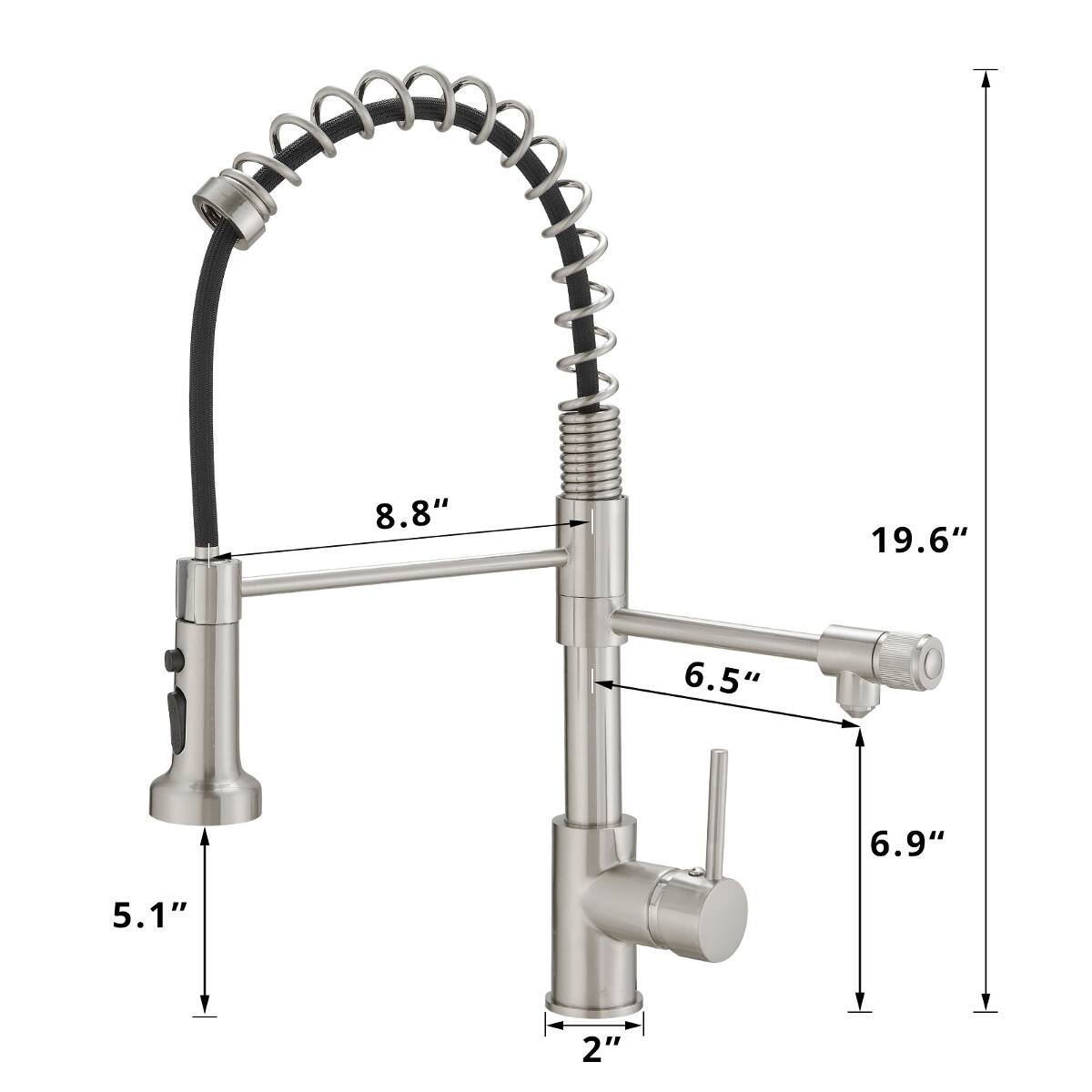 8.8"  
19.6"  
6.5"  
6.9"  
5.1"  
2"