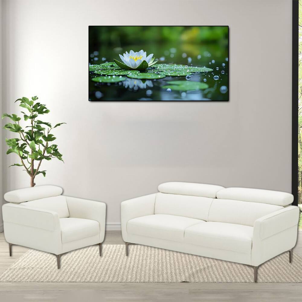 Front. Hivvago - Sofa Set with Adjustable Headrests and Modern Design - White.