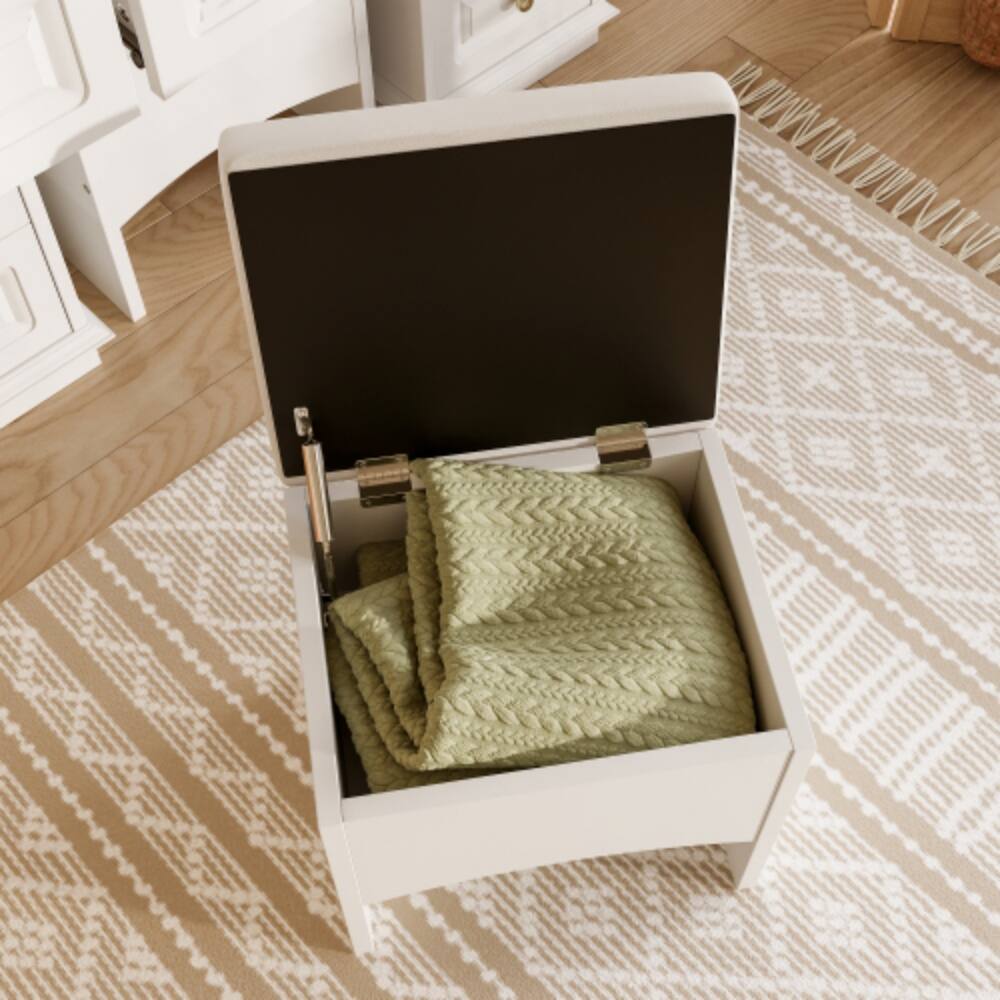 Alt View 7. LUCKY ONE - Luxurious Makeup Vanity w/ 10 Hollywood Bulbs 9 Drawers & Storage Stool - White.