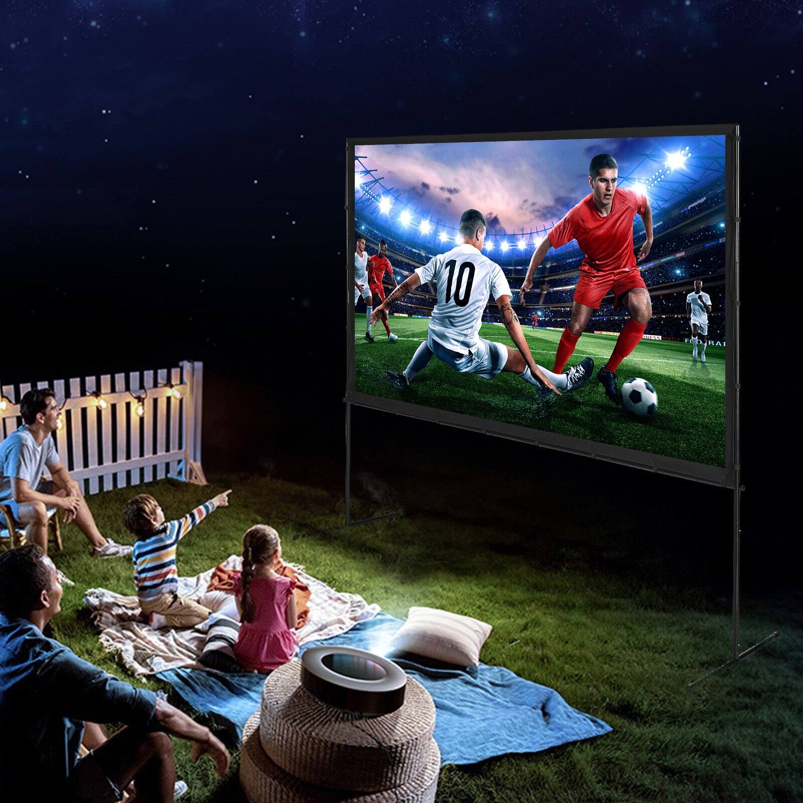 Alt View 1. Glintex - 100" Projector Screen with Stand 16:9 4K HD Wrinkle-Free Outdoor Movie Display.