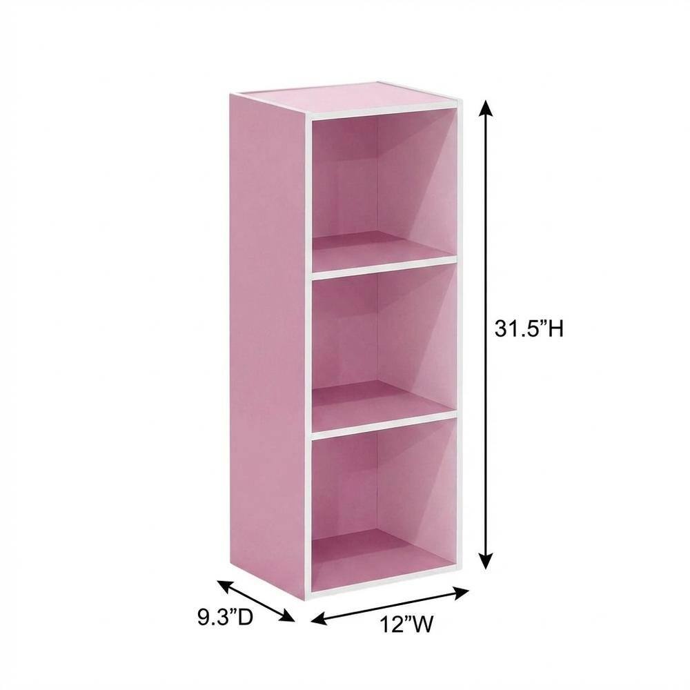 FurniFact - White and Pink 3-Tier Open Shelf Bookcase with Modern Storage Design - Brown price history on PriceWatchPro