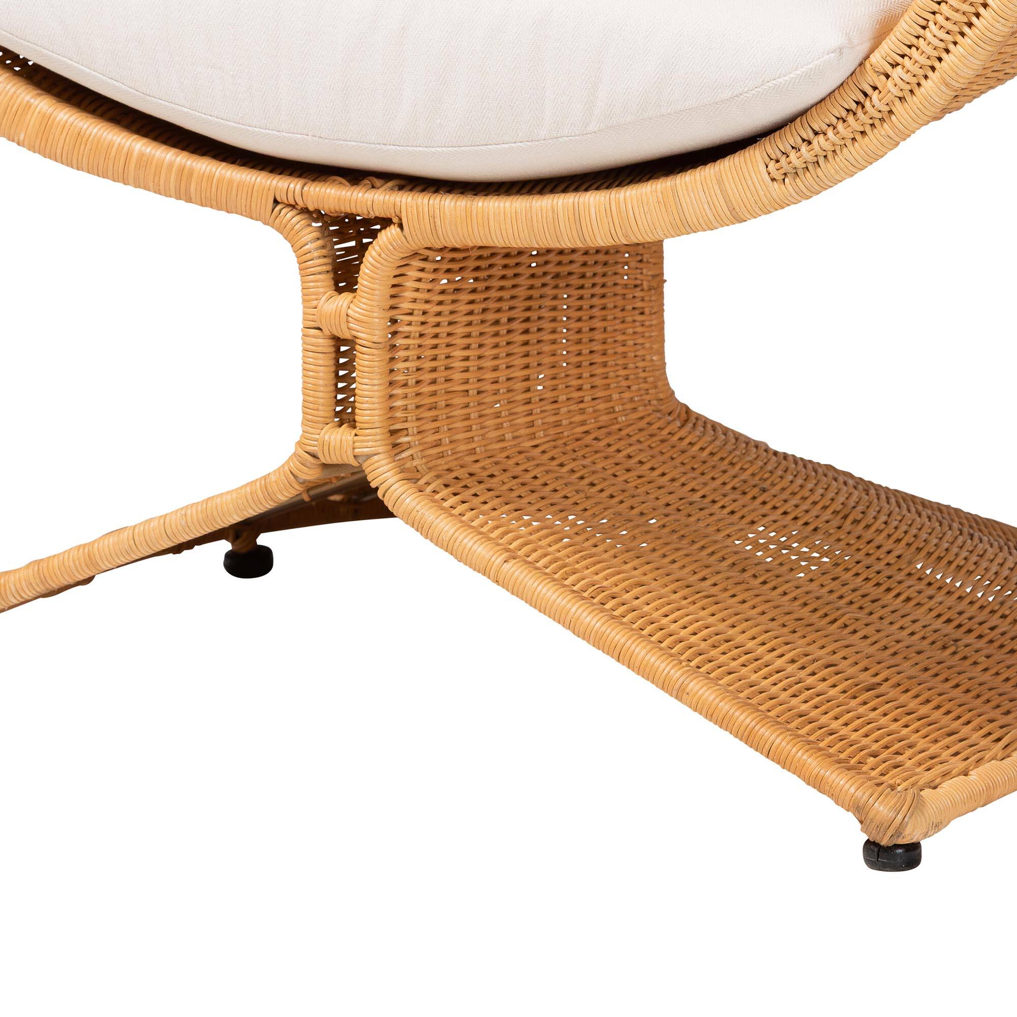 Alt View 1. bali & pari - Tulip Natural Rattan Lounge Chair - Handwoven Wicker Accent Seating with Pedestal Base for Living Room Spaces - Light Honey.
