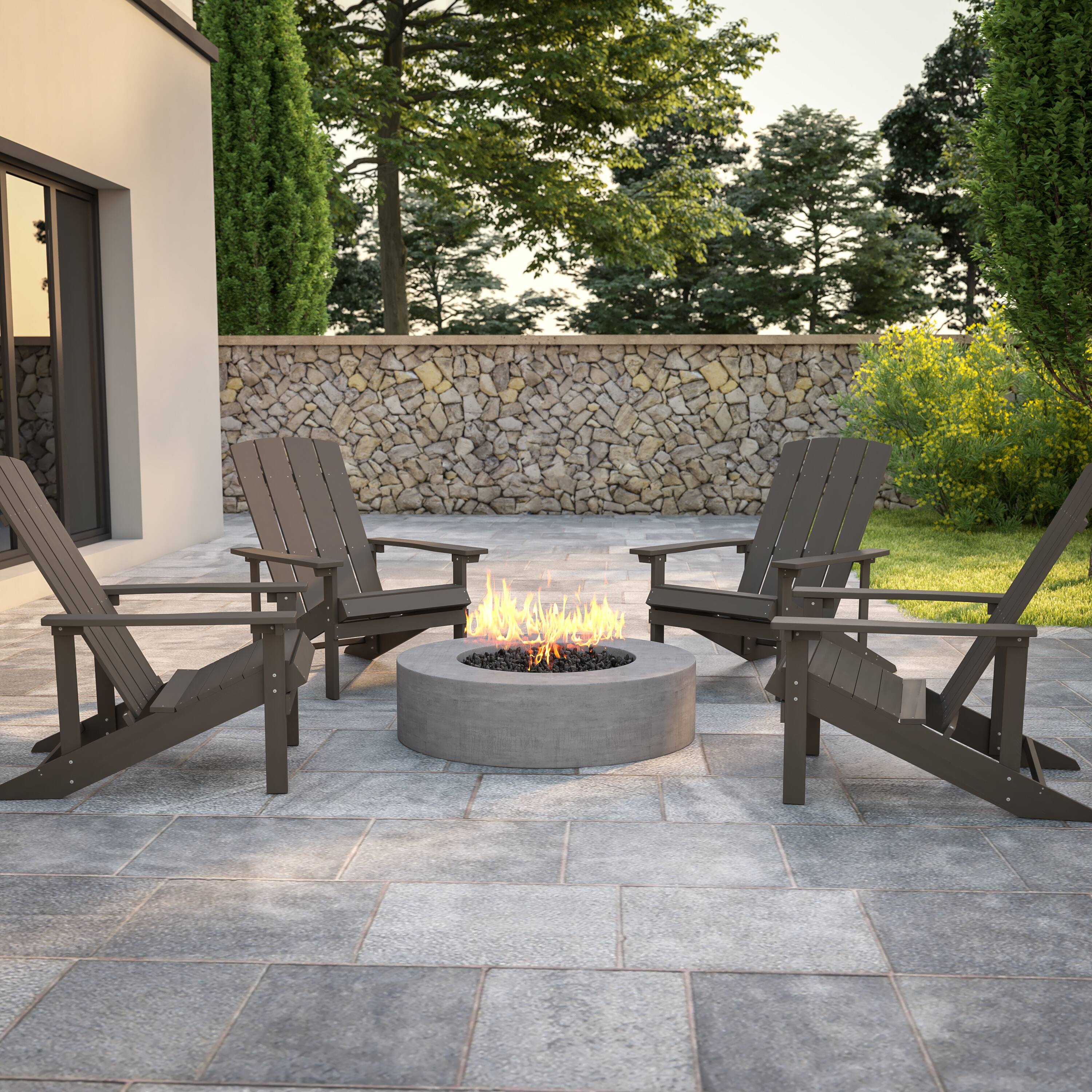 Alt View 2. Emma + Oliver - 4 Pack Outdoor All-Weather Poly Resin Wood Adirondack Chairs - Gray.