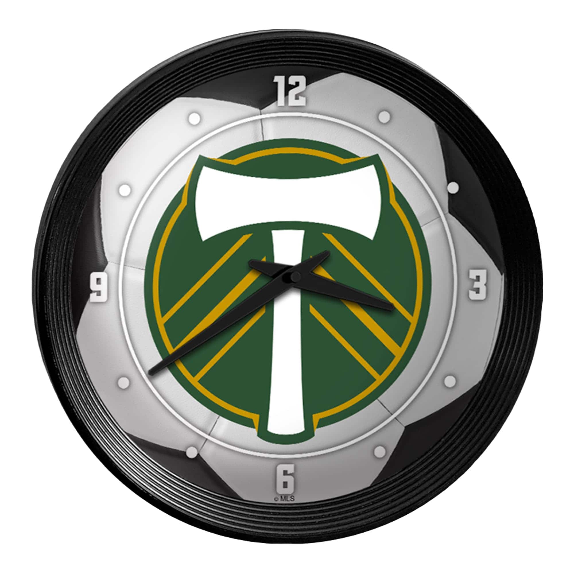 The Fan-Brand - Portland Timbers 15" Ribbed Frame Soccer Ball Wall Clock - Multicolor