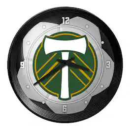 The Fan-Brand - Portland Timbers 15" Ribbed Frame Soccer Ball Wall Clock - Multicolor