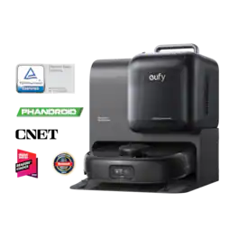 eufy - Refurbished Excellent - Robot Vacuum E28, 20,000 Pa Suction, Roller Mop with HydroJet System,All-in-One Station - Black