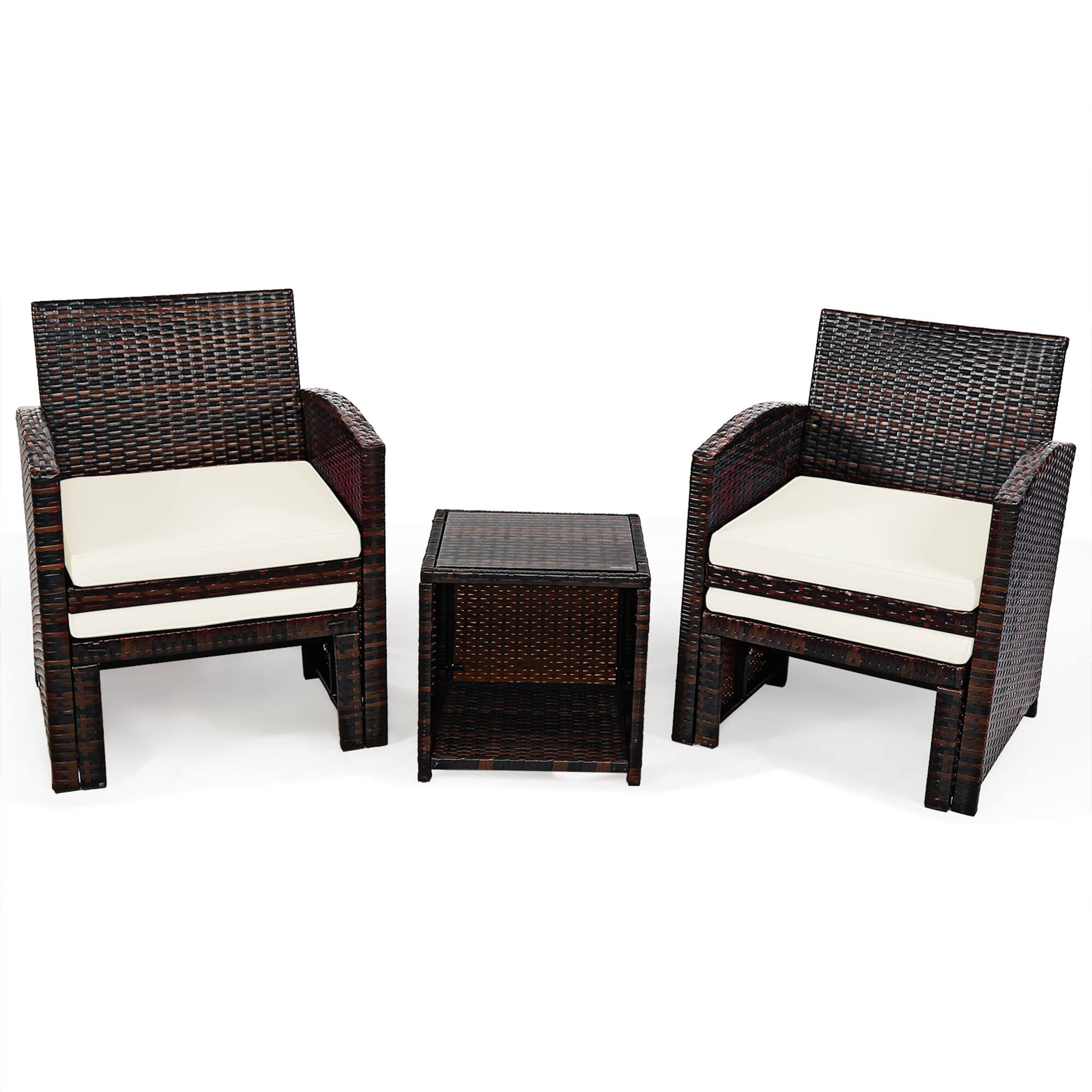 Alt View 3. Gymax - Gymax 5PCS Rattan Patio Furniture Set Chair & Ottoman Set w/ White Cushions - White.