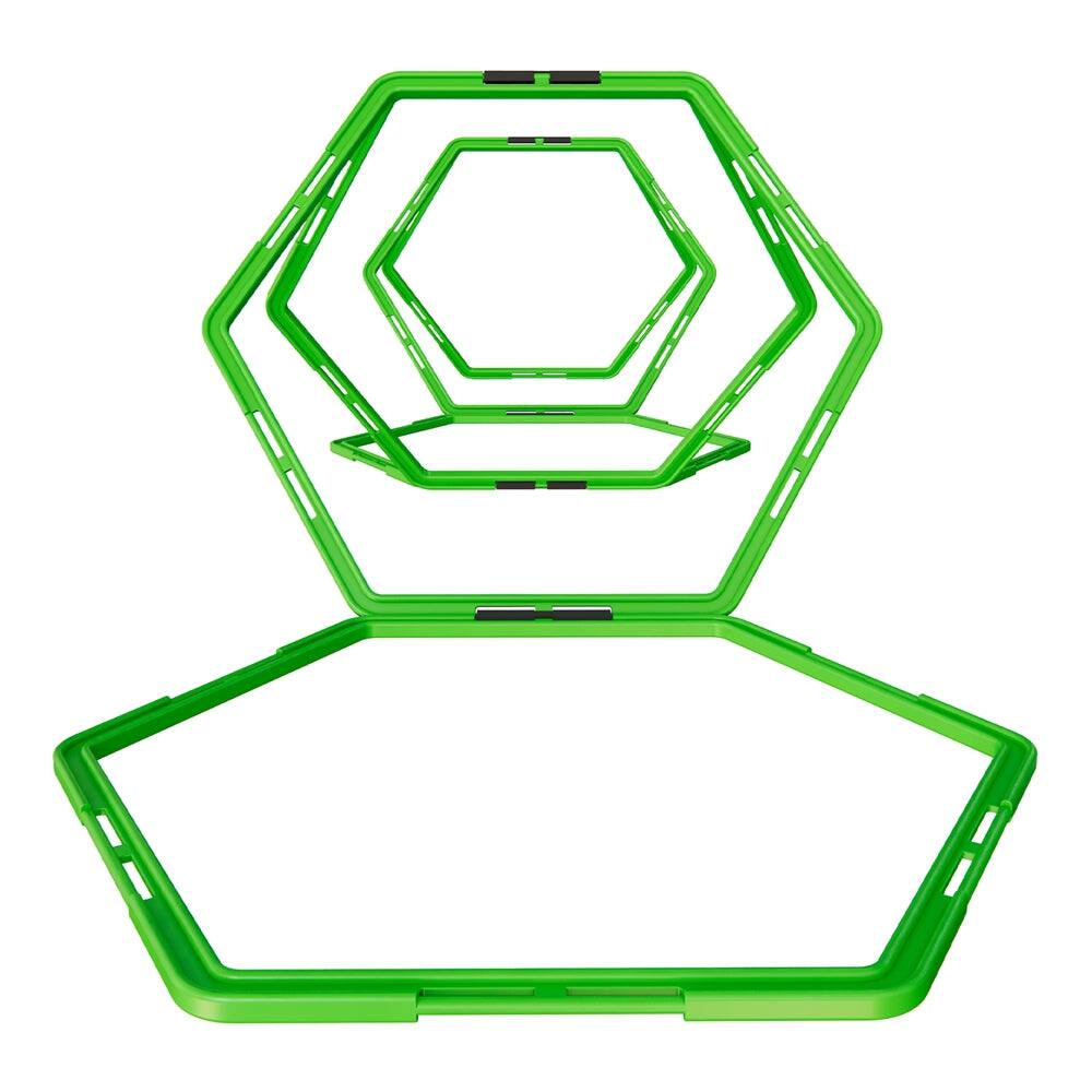 Alt View 2. Power Systems - Hex Agility Rings Set – Speed & Footwork Training Equipment for Multi-Sport - Green.