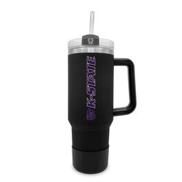 The Fanatic Group - Kansas State Wildcats 40oz. Stainless Tumbler with Handle & Removable Straw - Black