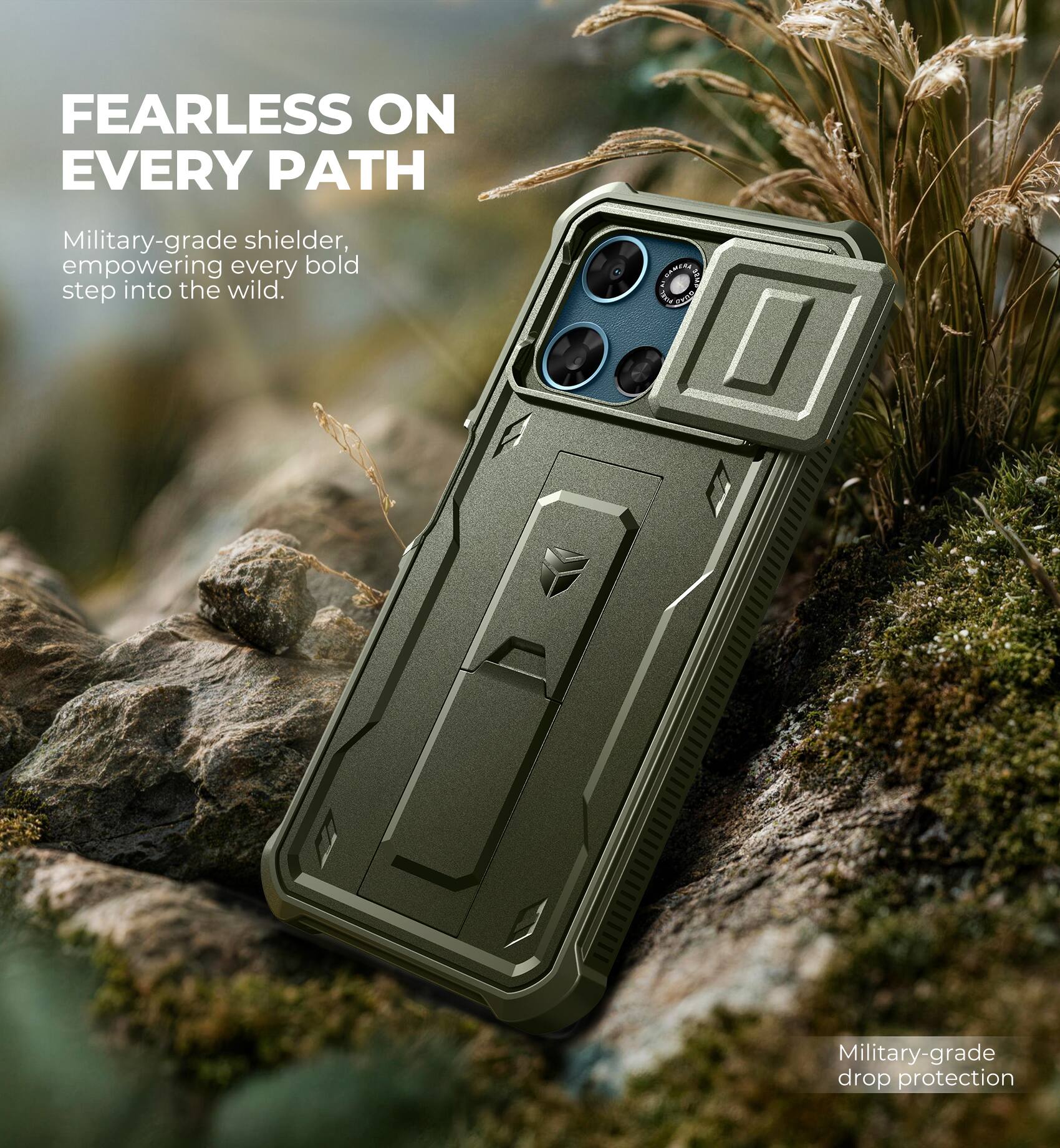 FEARLESS ON EVERY PATH

Military-grade shielder, empowering every bold step into the wild.

Military-grade drop protection