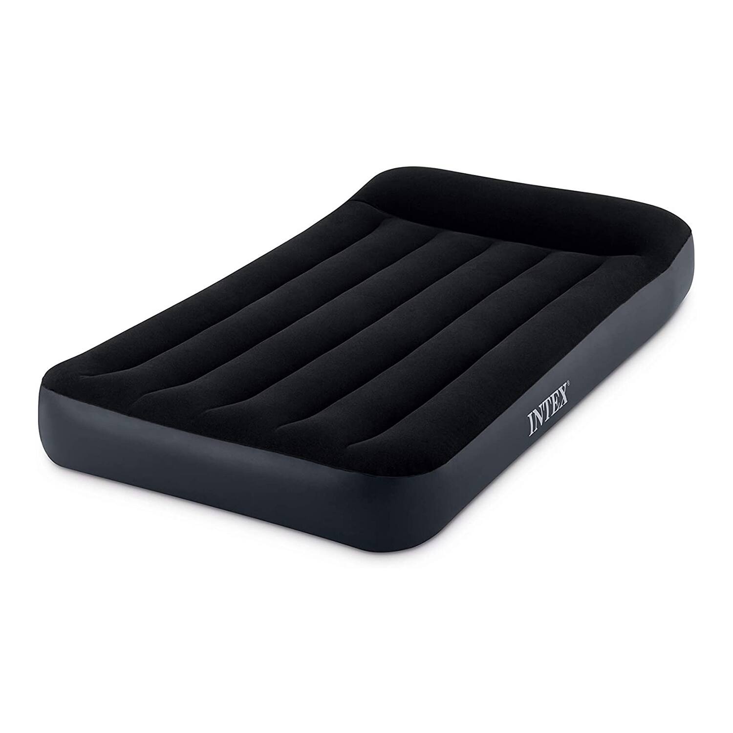 Alt View 5. Intex - Intex Dura Pillow Rest Classic Blow Up Mattress Air Bed with Built In Pump, Twin - Blue.