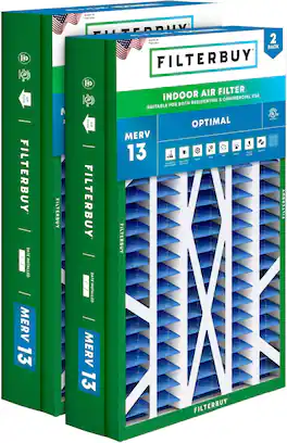 Filterbuy - 14.5x27x5 MERV 13 Smoke & Allergy Defense, Pleated HVAC AC Furnace Air Filters Replacement for Trane & More (2-Pack) - Blue