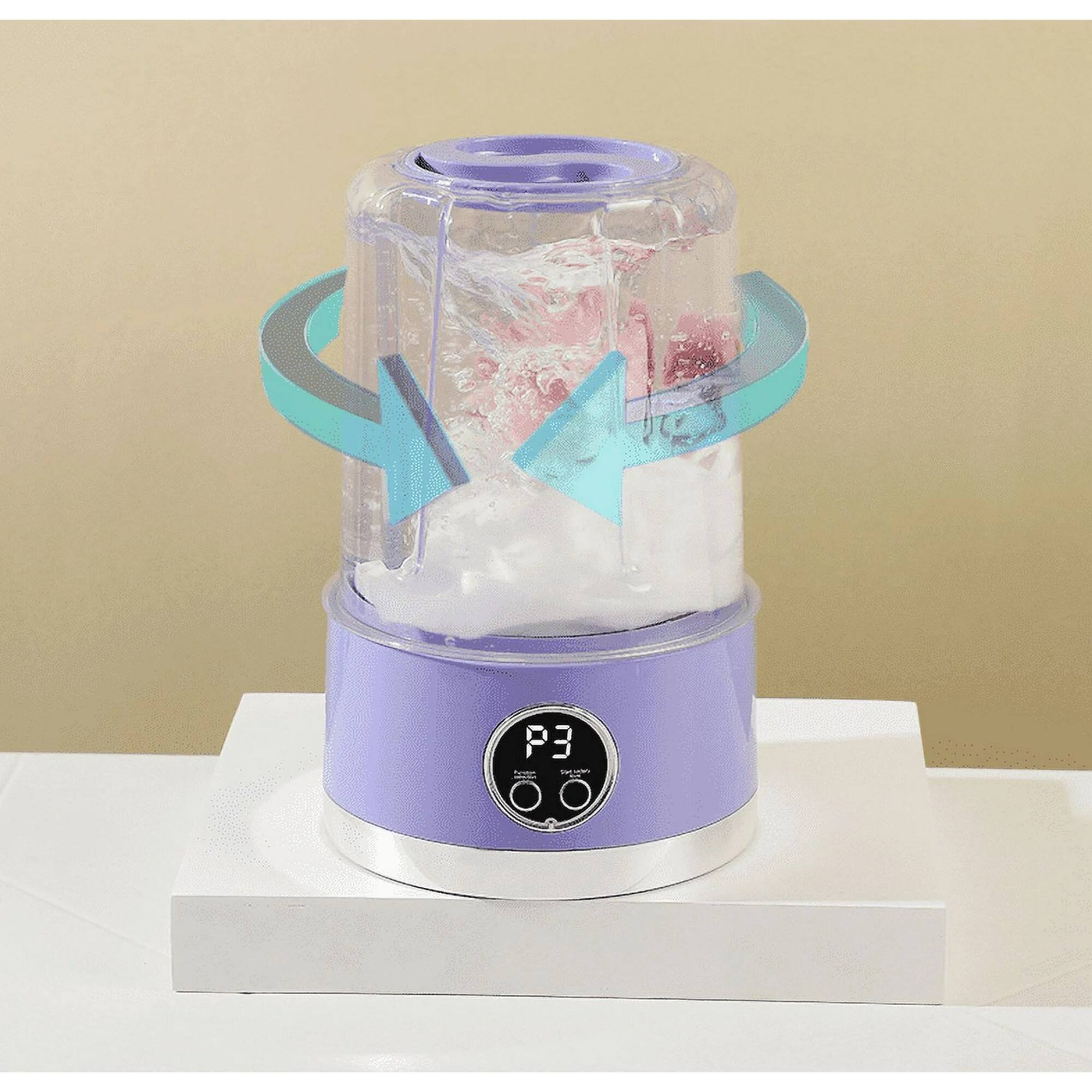 Back. bonoch - Portable mini washing machine for underwear, socks and bras cleaning Last for 15 times - Purple.