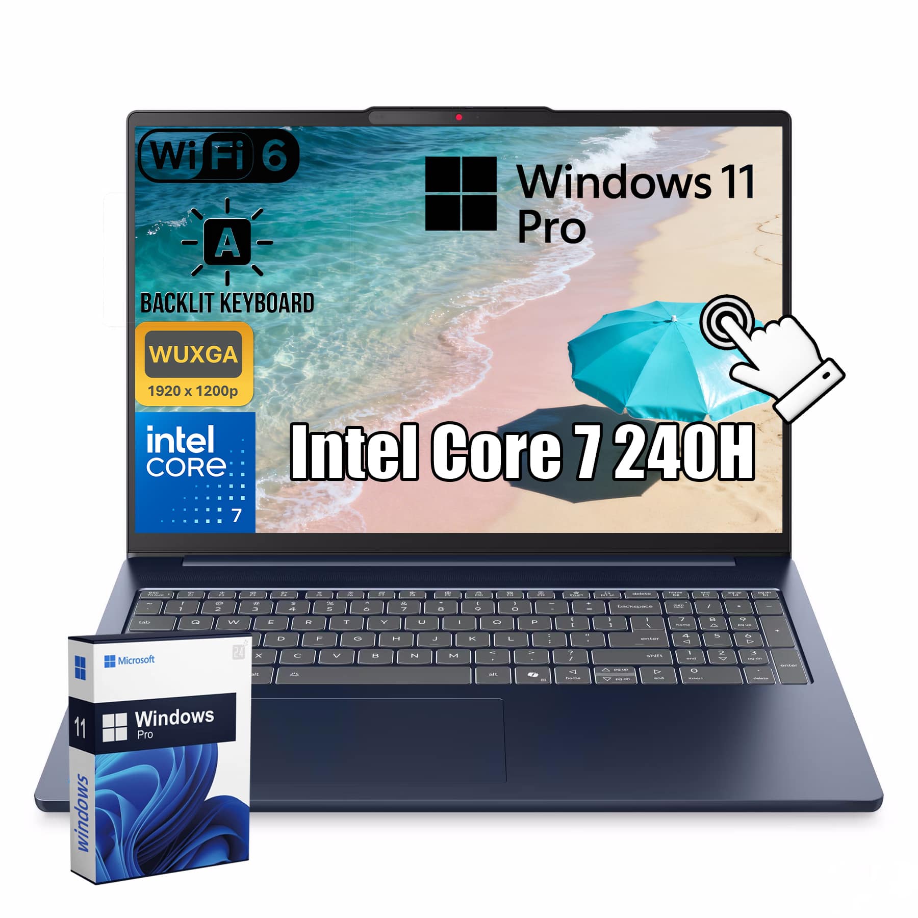 Lenovo - IdeaPad Slim 5 16" WUXGA Touch - Intel Core 7 240H - 16GB RAM - 1TB SSD - Backlit KB - Windows 11 Pro - Cosmic Blue