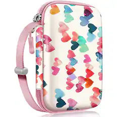Front. Kitcheniva - Hard Shell Case for Fujifilm Instax Mini Link Printer Durable Storage Bag Raining Hearts - Raining Hearts.