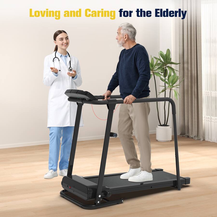 Exercise Hand Rails Redliro Walking Treadmill with Long Handrails 300lbs Capacity Recovery ...