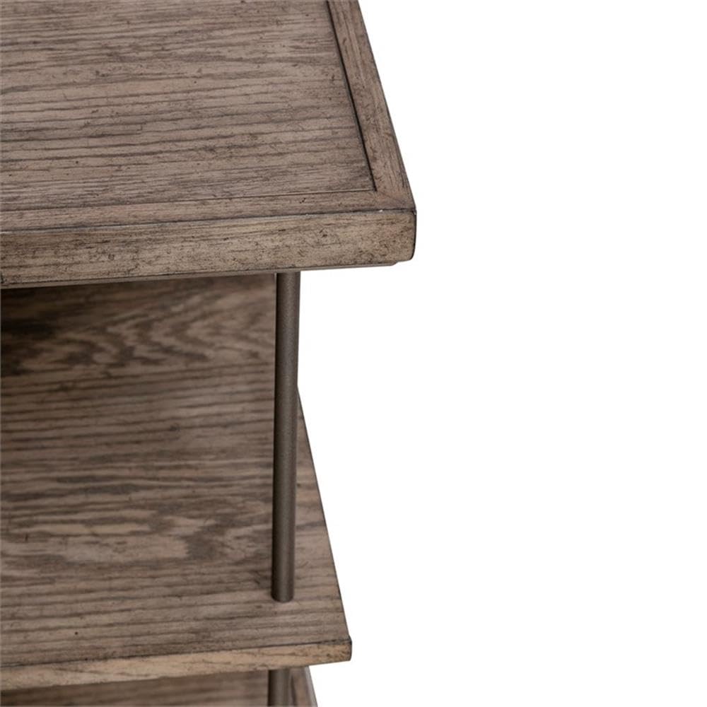 Alt View 3. Liberty Furniture Industries - City Scape Metal Accent Oak Wood Chair Side Table for Living Room - Burnished Beige.