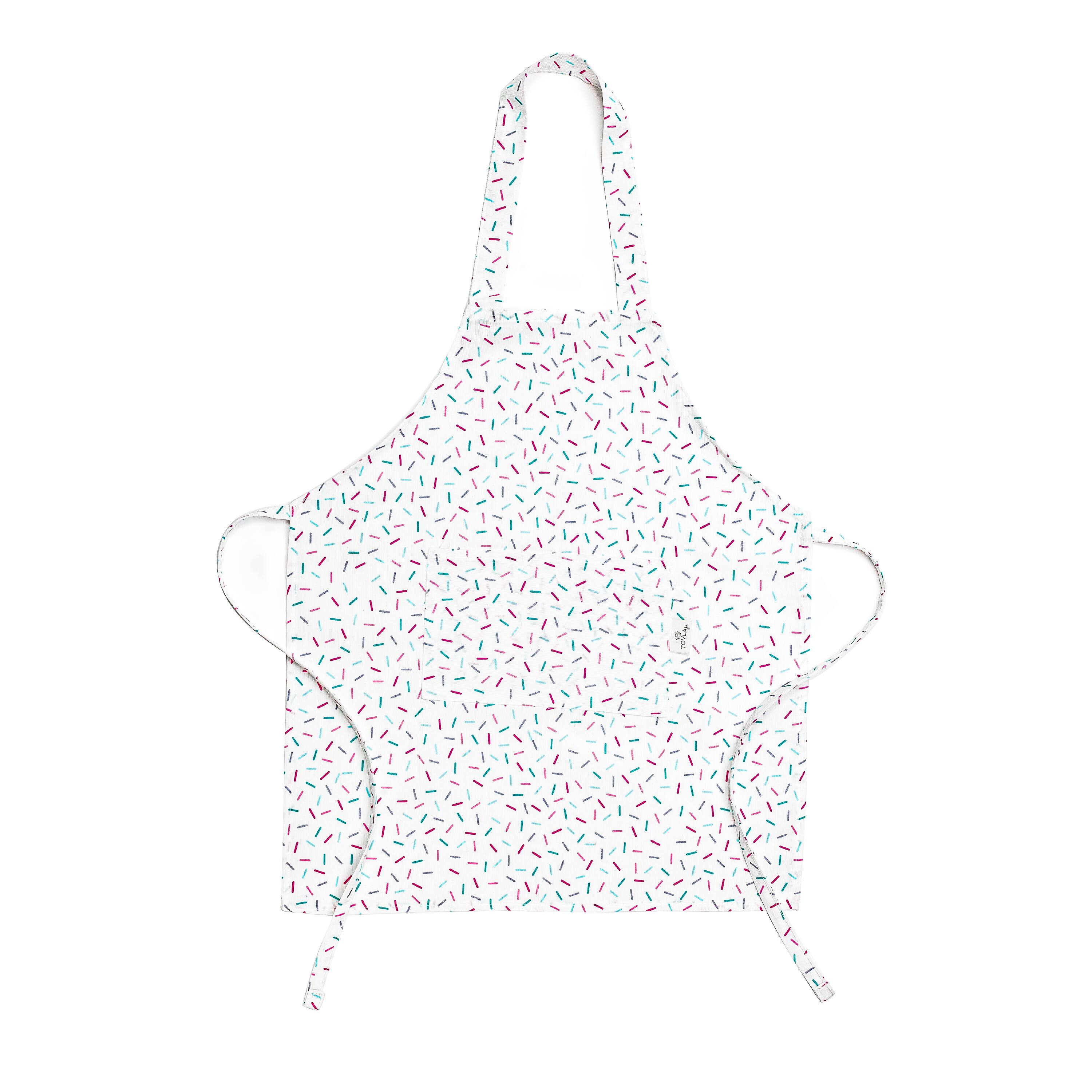 Alt View 3. Tovla Jr - Apron Gift Set for Kids - Baking and cooking with Pocket for Boys and Girls - Sprinkle Print - Multi-colored.