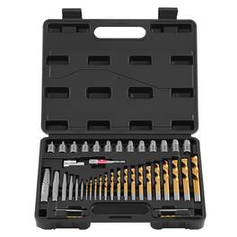 VEVOR - Screw Extractor Set with Drill Bits, 41 Pieces, Easy Out Bolt Extractors and Drill Bits, with Adapters - Black