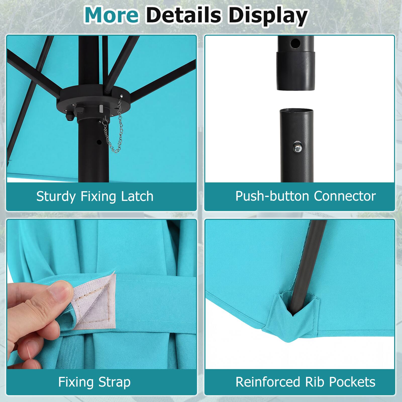 More Details Display

- Sturdy Fixing Latch
- Push-button Connector
- Fixing Strap
- Reinforced Rib Pockets