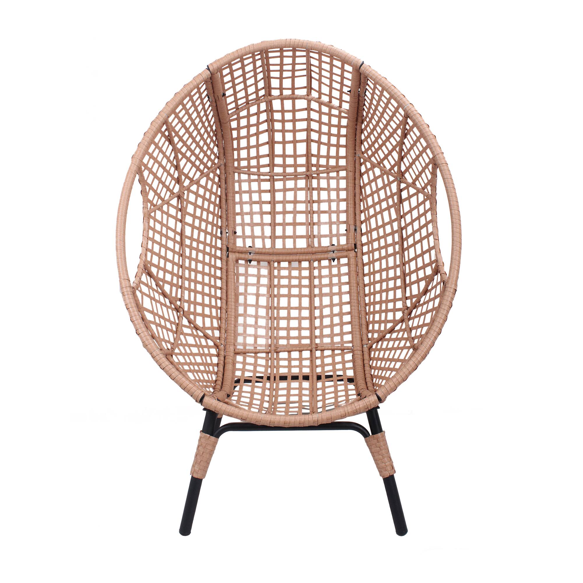 Alt View 1. Mondawe - Patio PE Rattan Arc Back Egg Chair with Cushion - Natural.
