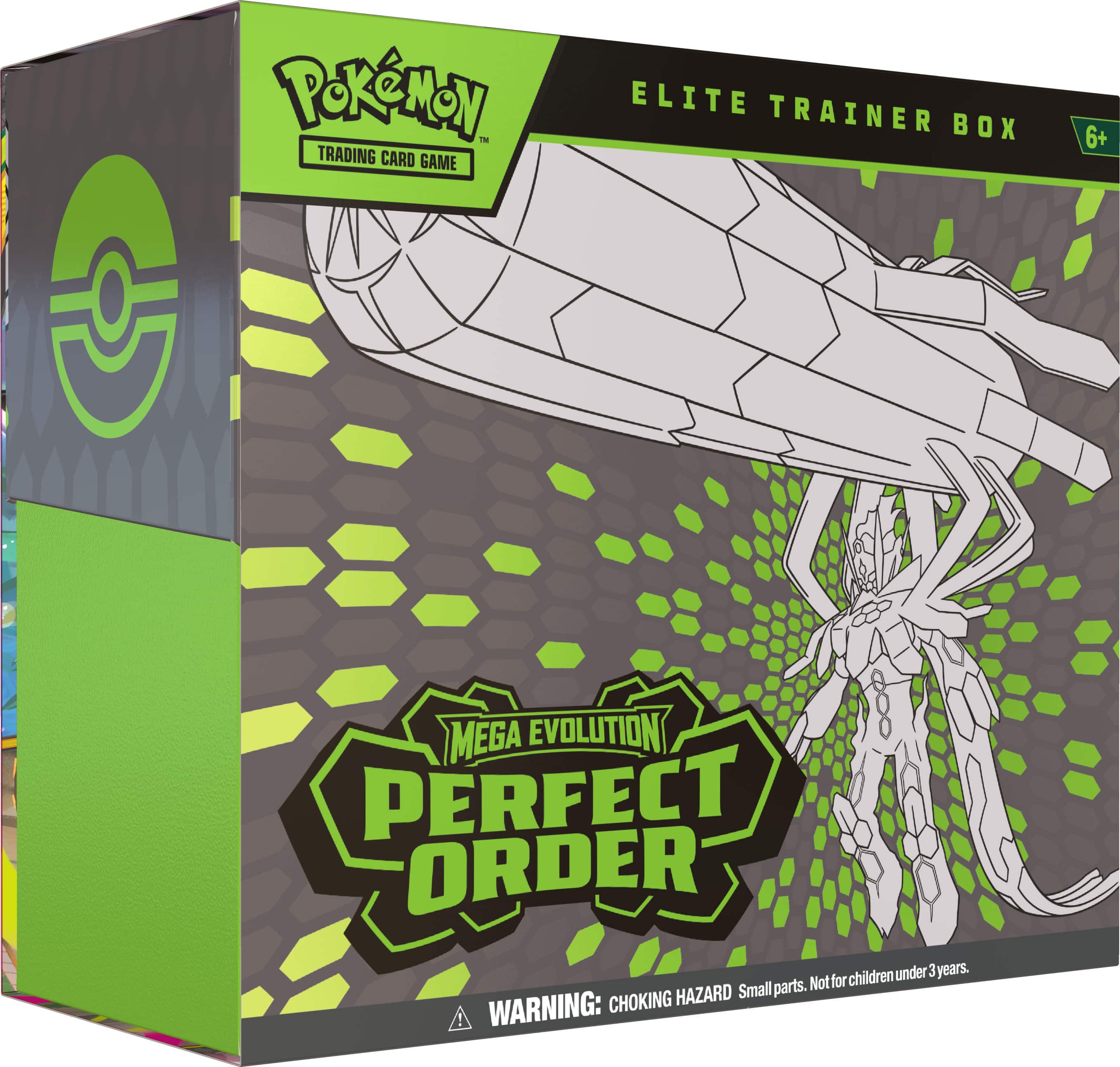 Pokémon Trading Card Game Elite Trainer Box 6+ | Mega Evolution Perfect Order  
WARNING: CHOKING HAZARD Small parts. Not for children under 3 years.