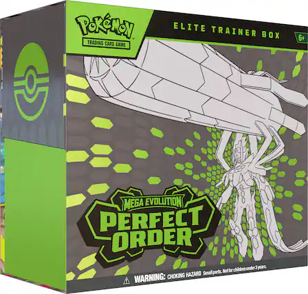 Pokémon Trading Card Game Elite Trainer Box 6+ | Mega Evolution Perfect Order
WARNING: CHOKING HAZARD Small parts. Not for children under 3 years.
