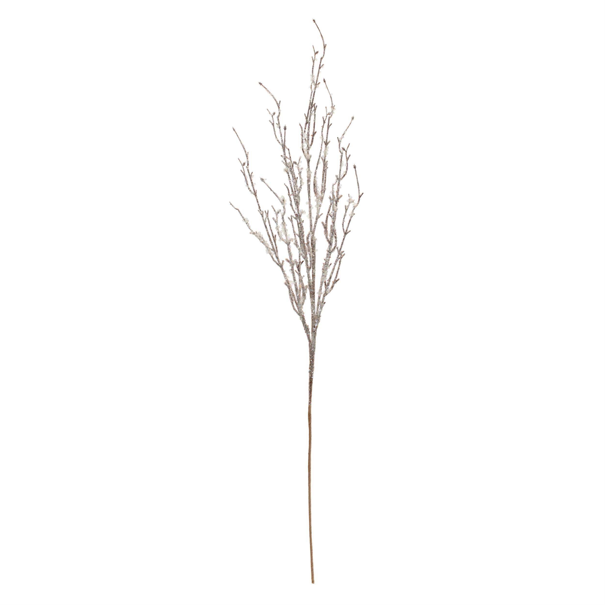 Angle. BreeBe - Flocked Glitter Branch (Set of 6) - Silver.
