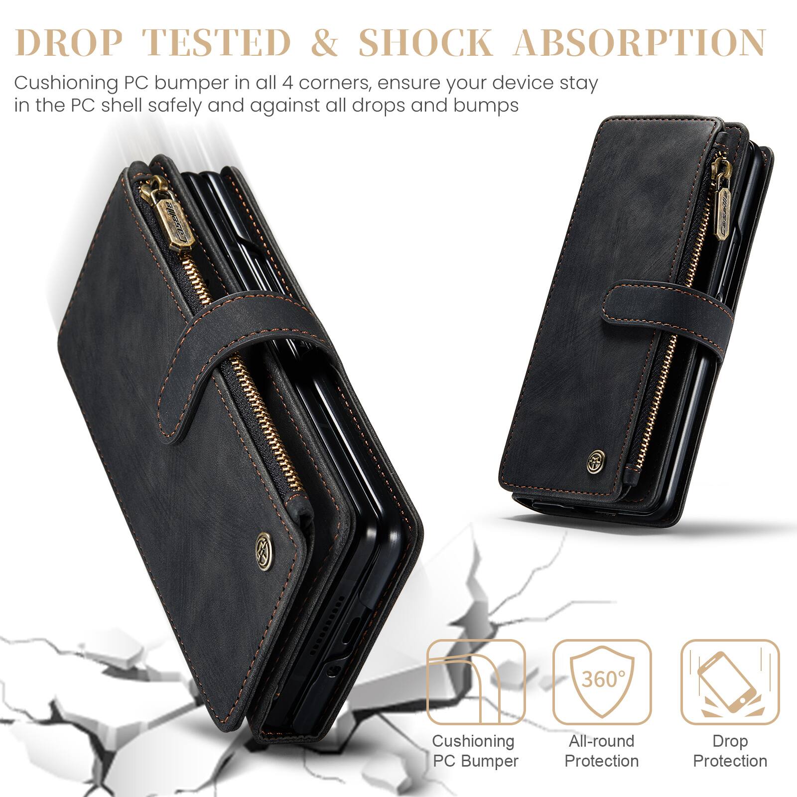 DROP TESTED & SHOCK ABSORPTION  
Cushioning PC bumper in all 4 corners, ensure your device stay in the PC shell safely and against all drops and bumps  

360° Cushioning PC Bumper  
All-round Protection  
Drop Protection