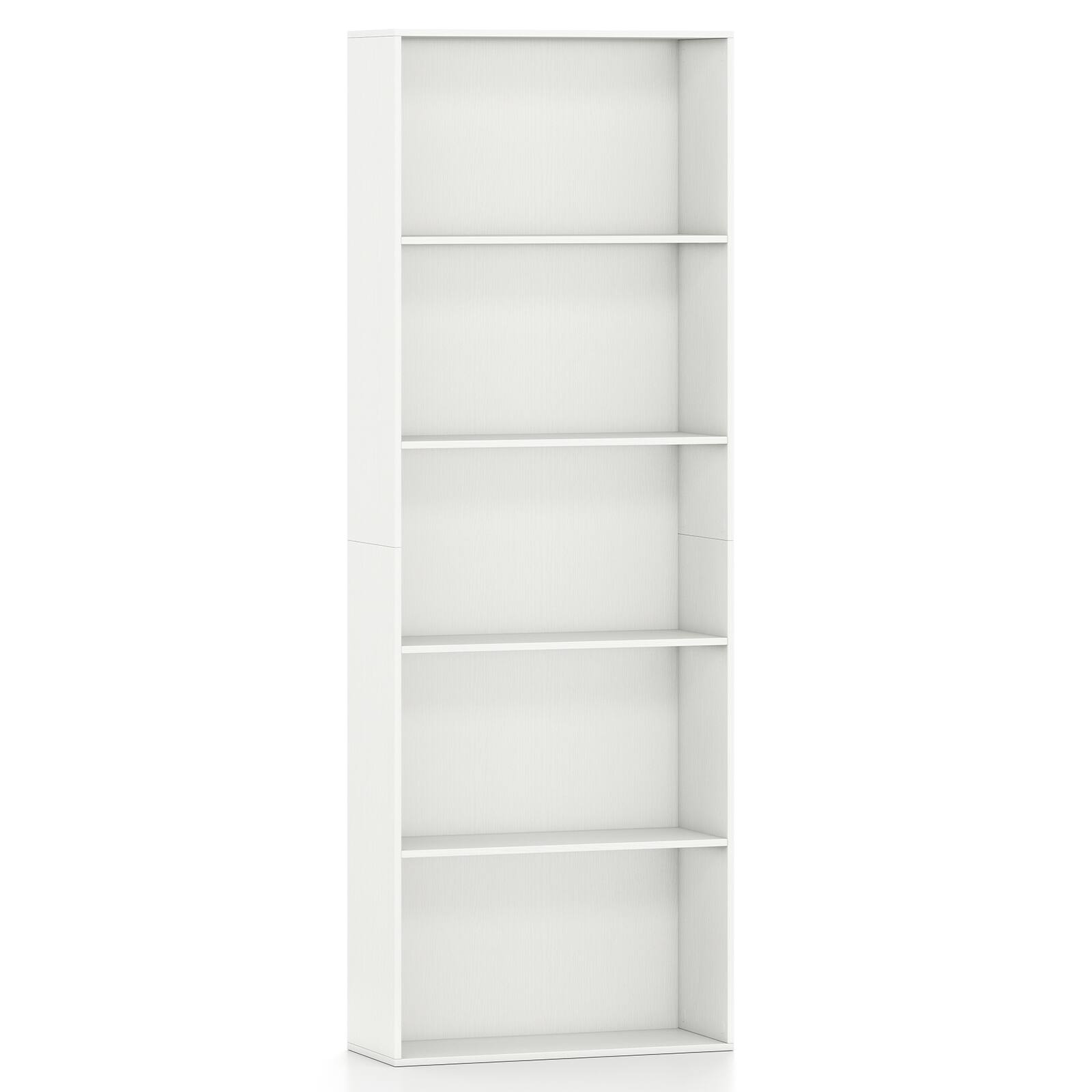 Alt View 9. Gymax - Gymax 2 PCS 5-Tier Bookshelf Open Bookcase Freestanding Display Shelf Storage Organizer - White.