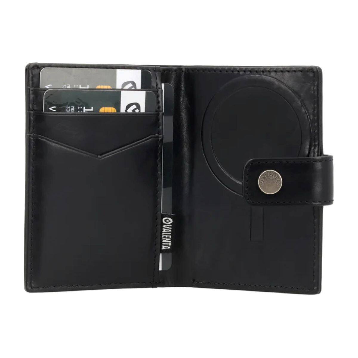 Alt View 1. Valenta - Card Wallet Leather MagSafe Luxe Black - Black.