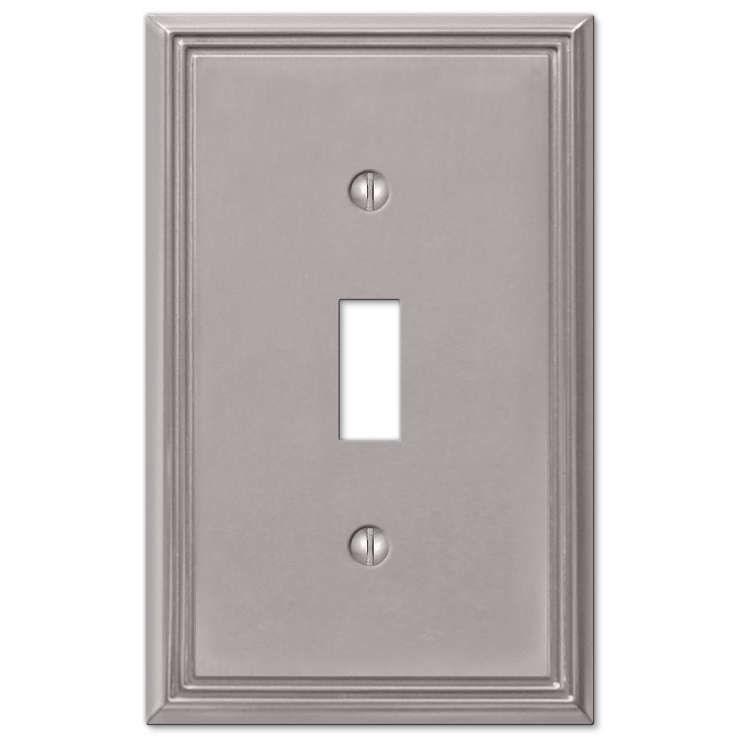 Angle. AMERELLE - Amerelle Metro Brushed Nickel 1 gang Die-Cast Metal Toggle Wall Plate 1 pk - Nickel.