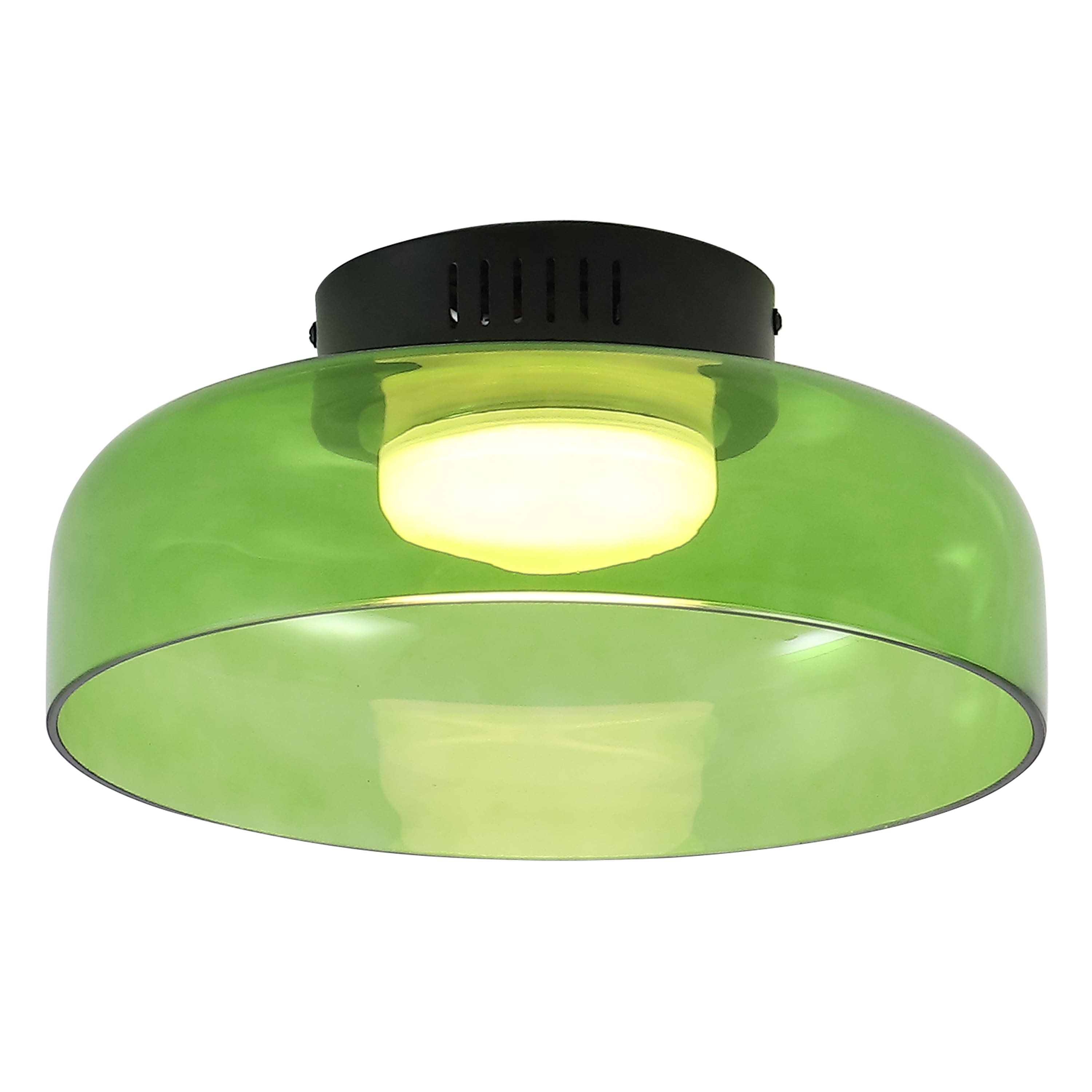 Jonathan Y - Kalmar 12" Modern Minimalist Iron/Glass Dimmable Integrated LED Flush Mount, /Black - Green