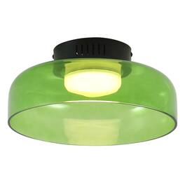 Jonathan Y - Kalmar 12" Modern Minimalist Iron/Glass Dimmable Integrated LED Flush Mount, /Black - Green
