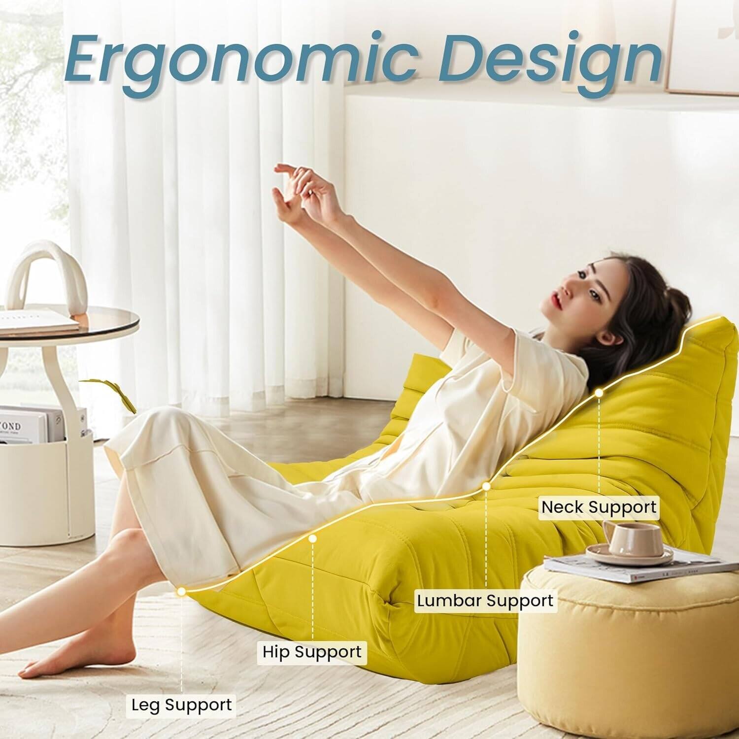 Ergonomic Design

- Neck Support
- Lumbar Support
- Hip Support
- Leg Support