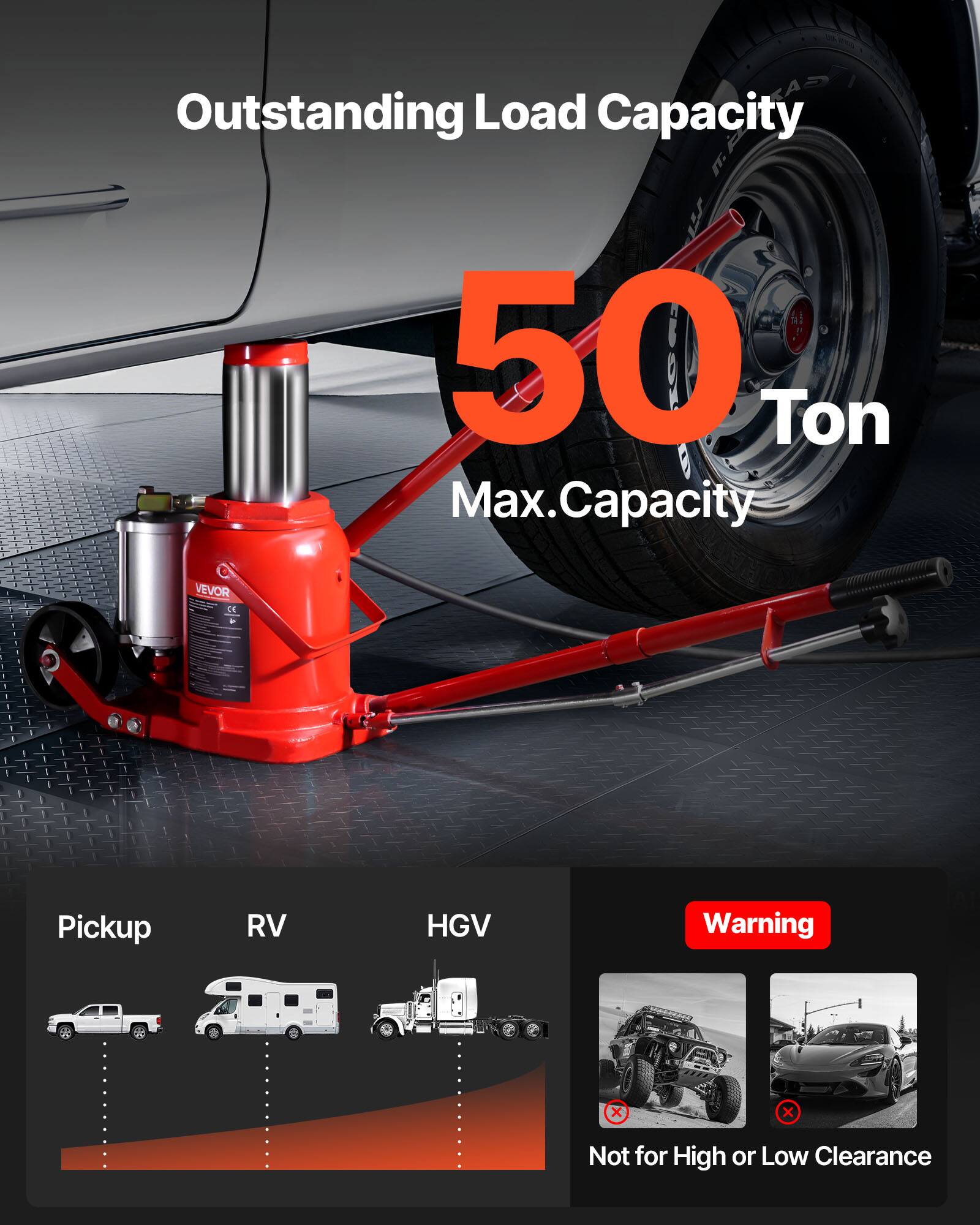 AS Outstanding Load Capacity 3 50 Ton Max. Max.Capacity C VEVOR DE - Pickup RV HGV primw x x Not for High or Low Clearance