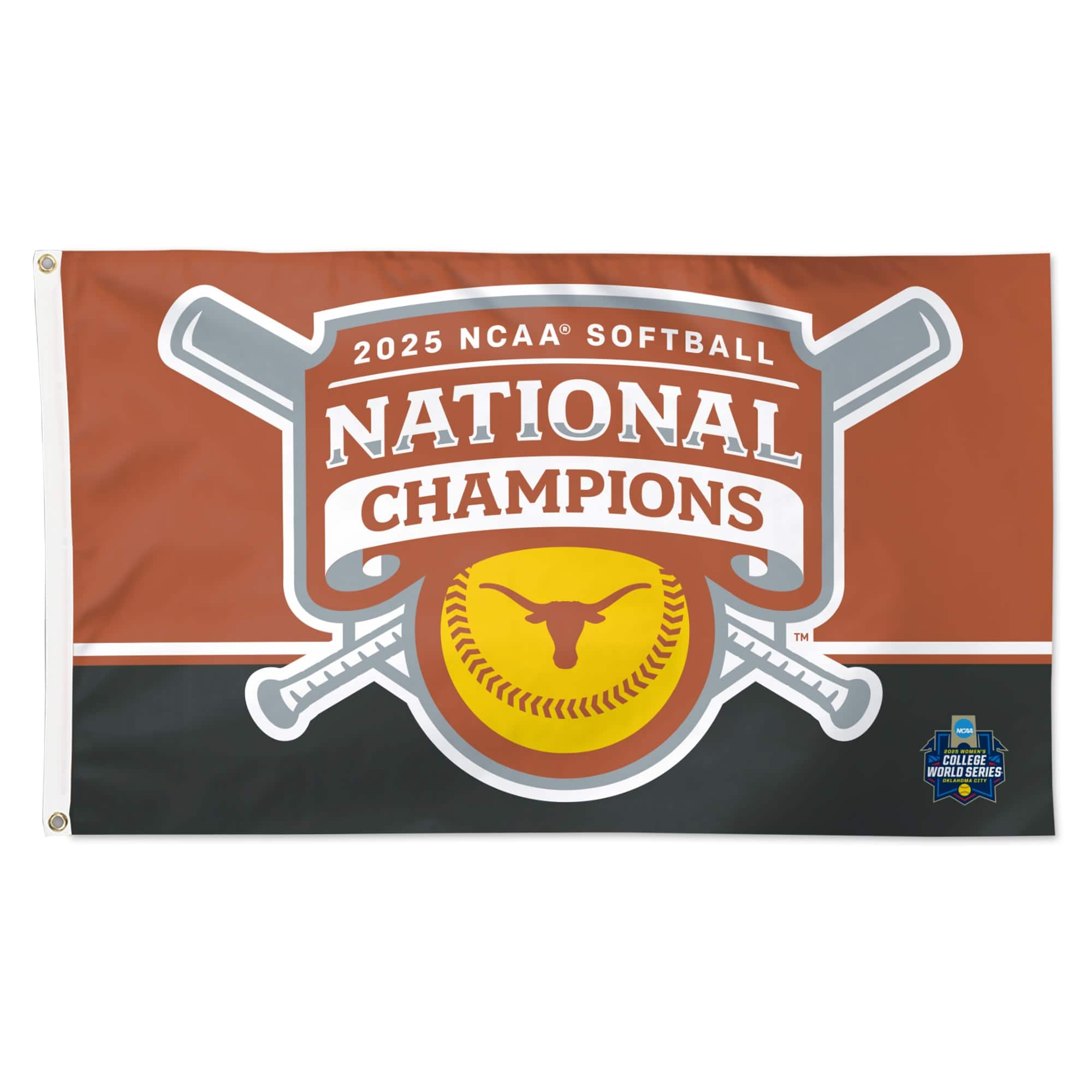 WinCraft - Texas Longhorns 2025 NCAA Softball Women's College World Series Champions 3' x 5' Single-Sided Deluxe Flag - Multicolor