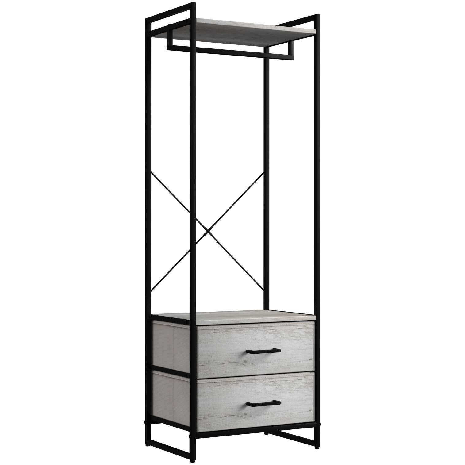 Sorbus - Clothing Rack with 2 Drawers -Wood Top, Steel Frame, and Fabric Drawers Storage Organizer - Rustic beige price history on PriceWatchPro