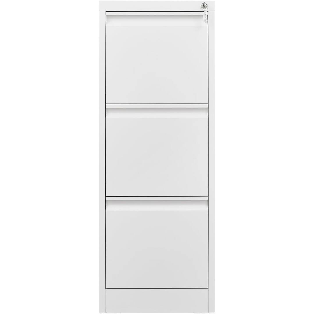 Angle. GARVEE - 3 Drawer Metal Filing Cabinet, Vertical File Cabinets with Lock Home Office Metal File Organizer - White.