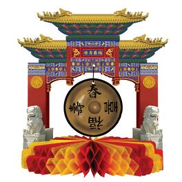 The Beistle Company - Asian Gong Centerpiece (Pack of 12) - Multicolor