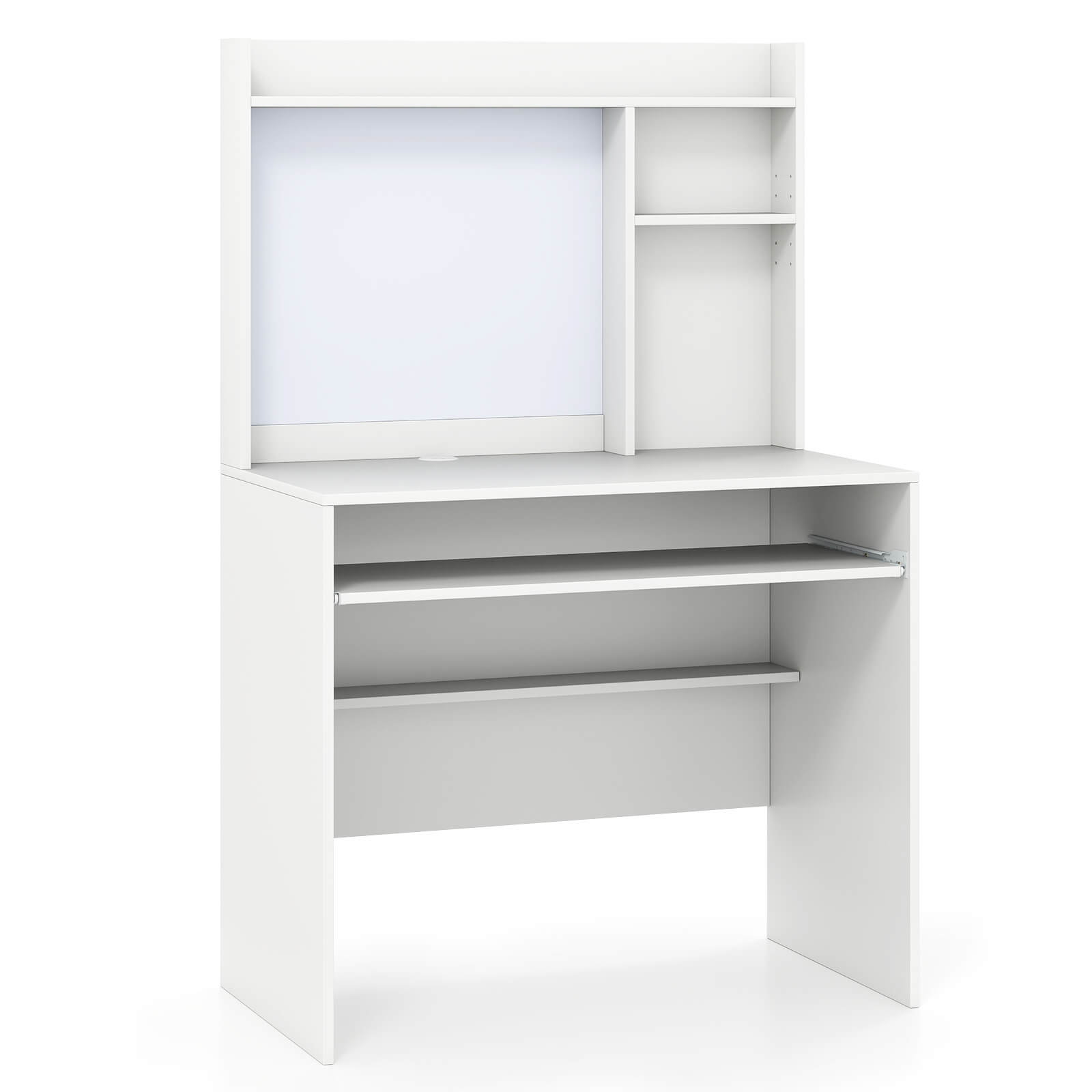 Angle. Costway - Costway Computer Desk with Hutch Space Saving Laptop Desk with Magnetic Whiteboard - White.