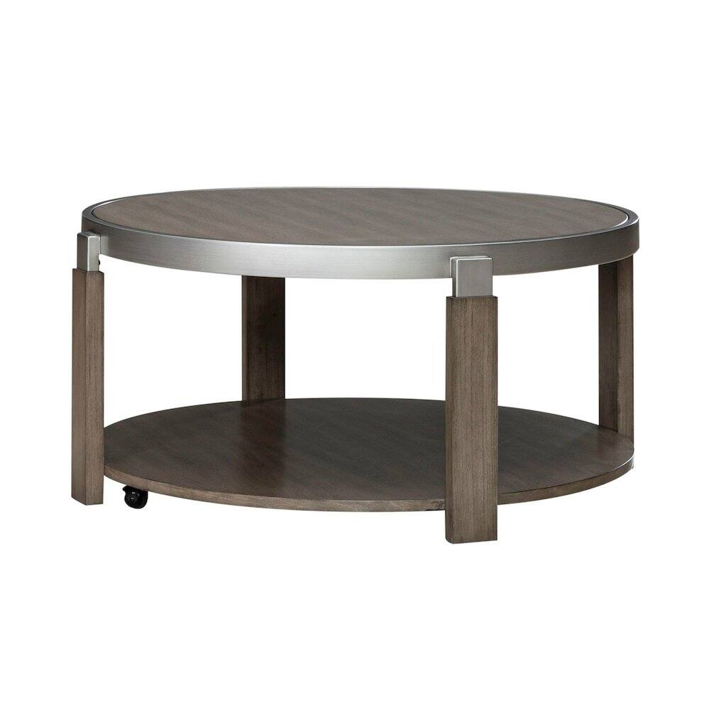 Alt View 5. Liberty Furniture Industries - Sutton Cocktail Table for Living Room - Bleached Sand - Brown.