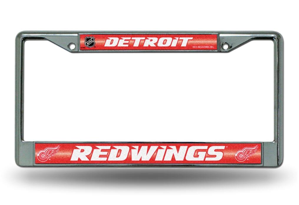 Detroit Red Wings NHL Sparkly Glitter Bling Look Chrome License Plate Frame
