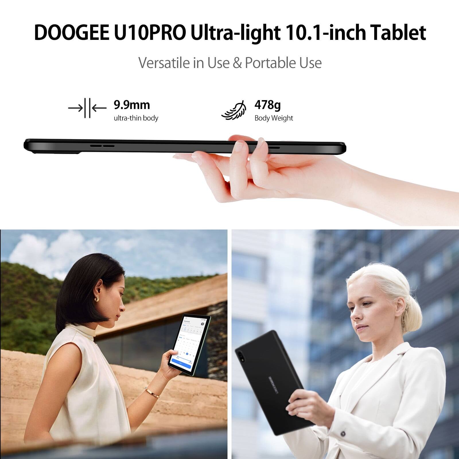 DOOGEE U10PRO Ultra-light 10.1-inch Tablet Versatile in Use & Portable Use 9.9mm ultra-thin body 478g Body Weight