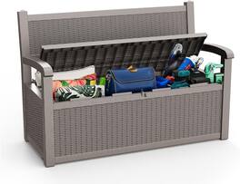 Yardgrace - Outdoor Storage Bench, Lockable & Waterproof Deck Box for Patio Garden, Store Cushions & Tools - Brown